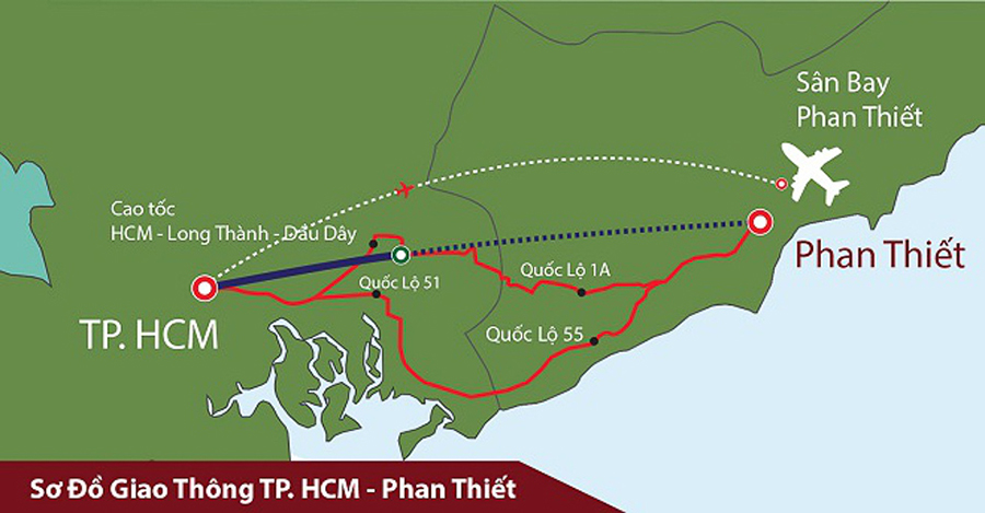 Sơ đồ giao thông TpHCM - Phan Thiết Bình Thuận