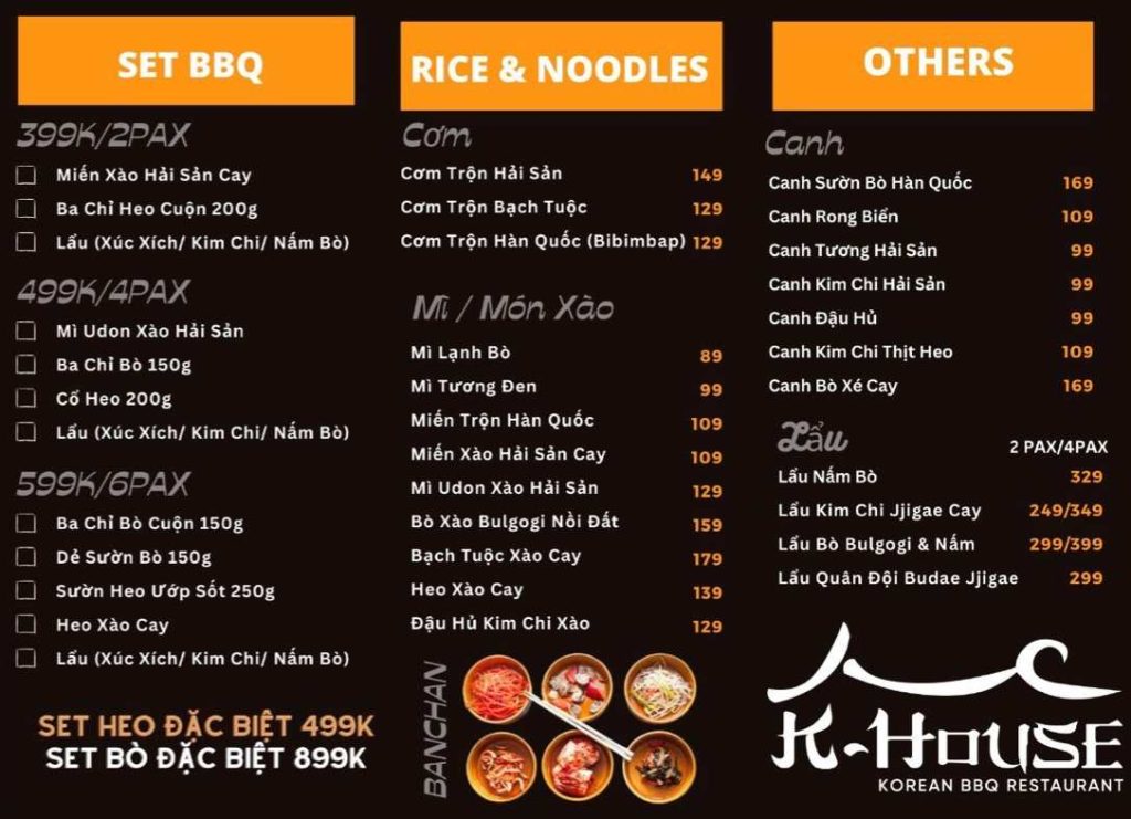 k house korean BBQ Restaurant menu 1 1